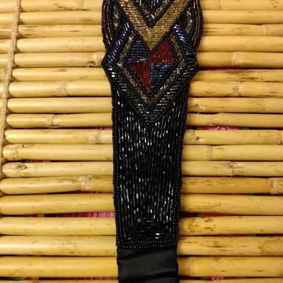 EUC VINTAGE MAJID Unique Glass Beaded Multicolored Diamond Patterned Belt 32-34 - Picture 8 of 13